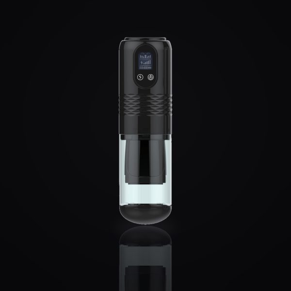 StimPod Capsule Pro — vue debout premium StimPod Capsule Pro debout, fond noir premium